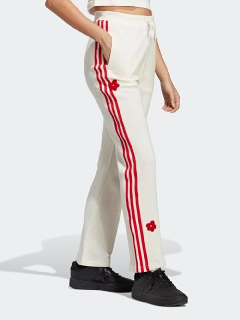 ADIDAS White Wide-Leg women’s 3 stripes track pants XL - Picture 2 of 6